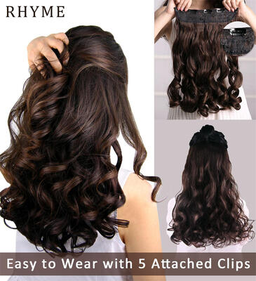 

Rhyme 24" Темно коричневый кудрявые слоистые One Piece 5 клипов Зажим в / на наращивание волос Волосы для девочек / женщин