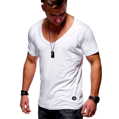 

Summer Mens Short Sleeve V-neck Fitness Sport T Shirt