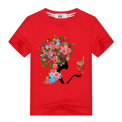 

2018 Casual Summer Beautiful Girl t-shirt Fashion Flower Girl Печать Смазливая майка Дети 100% Хлопок Удобные розовые тройники