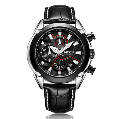 

MEGIR Military Sport Watch Men Top Brand Luxury Leather Army Quartz Watches Clock Men Creative Chronograph Relogio Masculino