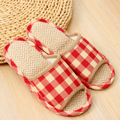 

Ou Runzhe slippers indoor four seasons breathable cotton&linen anti-slip sandals brown  code