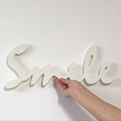 

Wood Smile Sign shelf decor shelf Smile word art