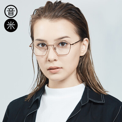 

Inmix 2018 new square glasses frame female 2018 new polygon frame male eye myopia glasses ABGCJK374 coffee gold