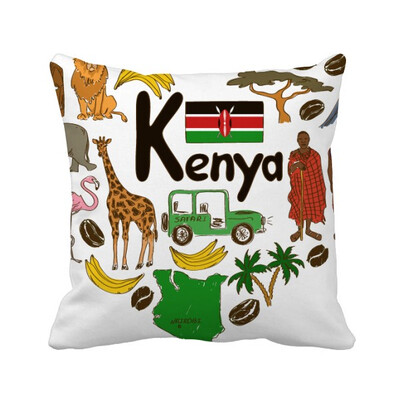 

Kenya Love Heart Landscap National Flag Square Throw Pillow Insert Cushion Cover Home Sofa Decor Gift