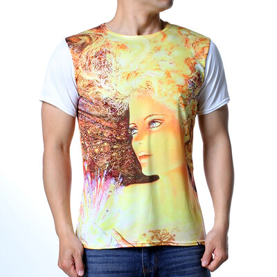 

Fashion Mens Short Sleeve Round Neck Pullover Floral Printing T-Shirt