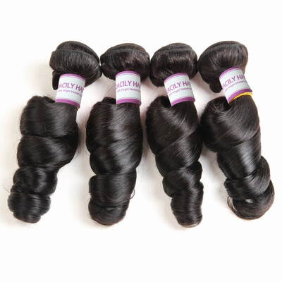 

Racily Hair Brazilian Virgin Hair Loose Wave 4 Bundles Human Hair Extension Lose Wave Weave