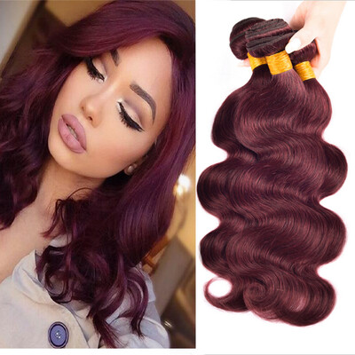 

Protea Pre-colored Human Hair Weave Burgundy 99J Brazilian Virgin Hair Body Wave 100 Remy Hair Weft 100gBundle