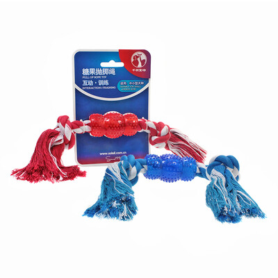 

Thousand feathers Soleil pet dog toy dog molar toy training toy candy cotton rope random color