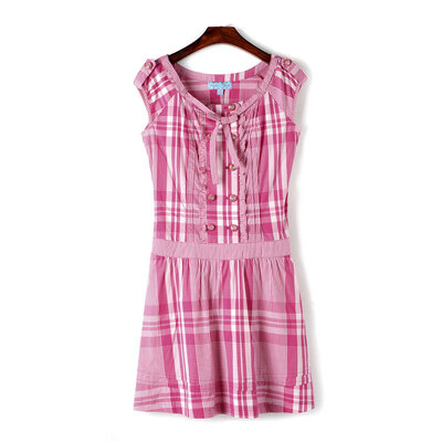 

Lovaru ™summer style New 2015 casual women dress Sleeveless checked dress brief paragraph