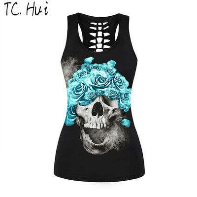 

2018 Skull Womens Tank Tops Fashion Print Women 3D Vest Top Camisole Tank Womens