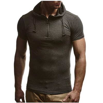 

Mens Fashion Hooded T-Shirt Casual Short-Sleeve T-Shirt Cotton Slim T-Shirt Sports Running Fitness