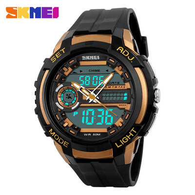 

Men Sport Watch Analog & Digital Dual Time LCD Alarm Stopwatch Waterproof Rubber Band Wrist Watch