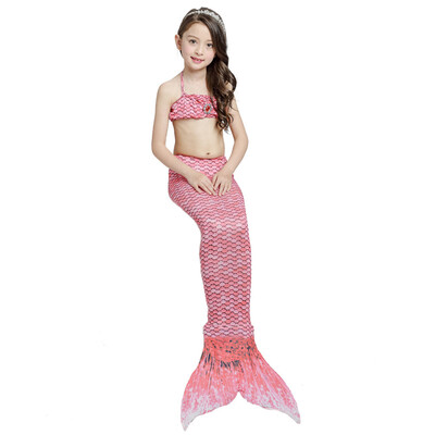 

3шт Русалка хвосты для купания Бикини набор купальник Красочные Розовые купальники- Девочки, принцесса, дети