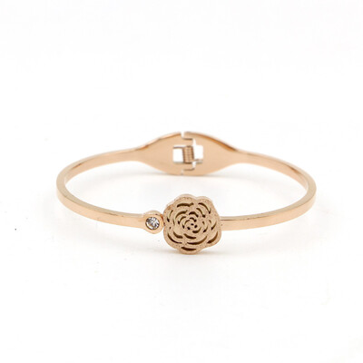 

Korean matte camellia bracelet with diamond spring opening bracelet Fashion wild womens accessories bracelet jewelry