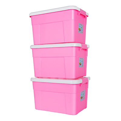 

Ai Laiya storage box plastic storage box large car storage box clothing storage box moving packaging box 45L 3 loaded macaron pink Z1252