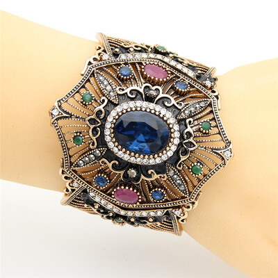 

Новые турецкие женщины регулируемые манжеты смолы цветок браслет браслет античный золотой цвет Арабский Pulseiras Feminino невесты