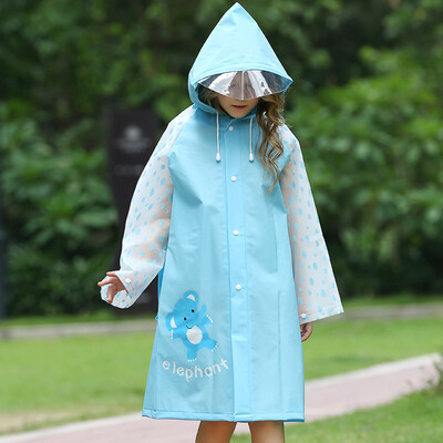 

Many beautiful childrens raincoat boys&girls childrens poncho bag thick cartoon student baby poncho inflatable hat blue XX