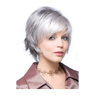 

QIANBAIHUI Silver Grey Wigs Short Straight wig Siver Natural Gray Color short wigs For old Women Elderly lady synthetic wigs