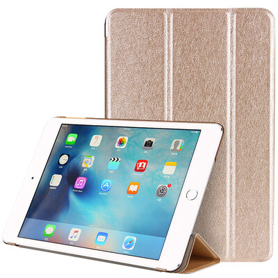 

KOOLIFE Apple iPad AIR2 Cover Silk Leather Case Dormancy Wake Tri-fold Holster Stand Leather Case iPad air2 Tablet Cover 97 Inch - Gold