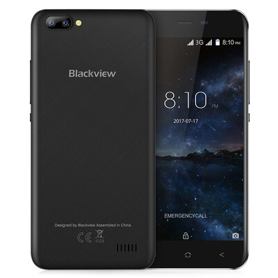 

Blackview A7 3G Smartphone Android 7.0 5.0-дюймовый экран IPS 1.3GHz Quad Core 1GB RAM 8GB ROM 0.3MP + 5.0MP Dual Rear Camera