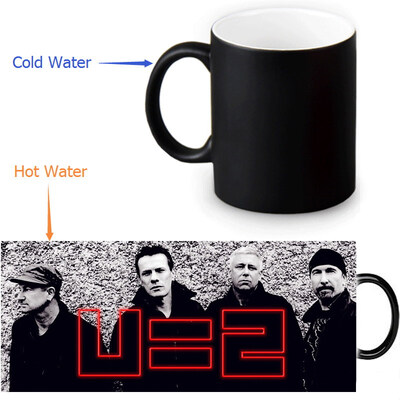 

U2 Rock Band 350ml12oz Heat Reveal Mug Color Change Coffee Cup Sensitive Morphing Mugs Magic Mug Milk Tea Cups