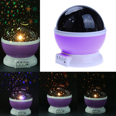 

JULELYS USB-батарея LED Star Sky Night Light Вращающийся проектор Звездный ночник Детская спальня Настольный светильник Творческий подарок