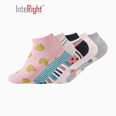 

INTERIGHT boat socks womens cotton four seasons breathable boat socks 5 pairs of mixed color C