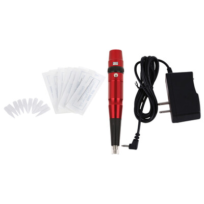 

gustala Eyebrow Lip Tattoo Permanent Makeup Machine Pen Kit 10 Needles Mouth Tips Power Supply