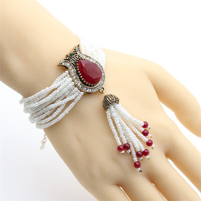 

Браслет из бисера из бисера Турецкие женские смолы из ювелирных изделий из тюльпанов с антикварным золотым цветным свадебным банке