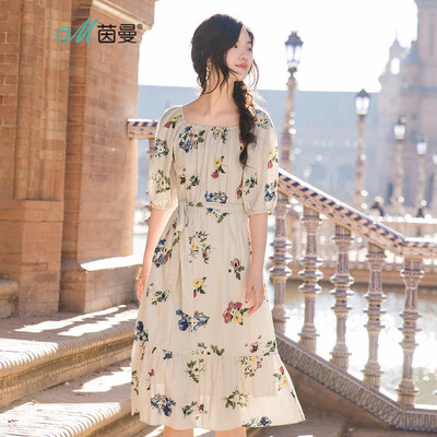 

INMAN printed elegant dress ladies summer dress