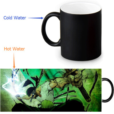 

One Piece Zoro 350ml / 12oz Heat Reveal Mug Color Change Чашка кофе Чувствительные морфинговые кружки Волшебная чашка для чайных чашек