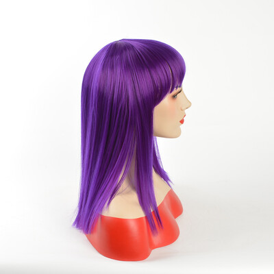 

QianBaiHui Bob Wigs Dark Violet Short Straight Wigs for Women - Cosplay Party Wigs with Bangs Heat Resistant Synthetic Girl Wig