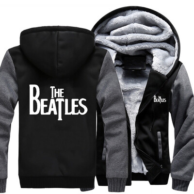 

2018 New USA SIZE Men Winter Autumn Hoodies The Beatles pattern Fleece Coat Baseball Uniform Sportswear Jacket wool