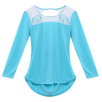 

Women's Fashion Long Sleeve Cotton Embroidery Lace Crochet Tee Shirt Tops