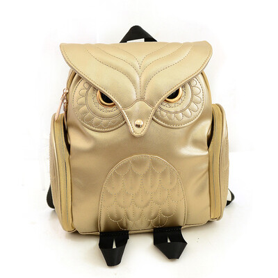 

Hot Sell 2016 Cute Owl Backpacks For Teenage Girls Fashion Cute PU Leather Children School Bags Golden Shoulder Backpack