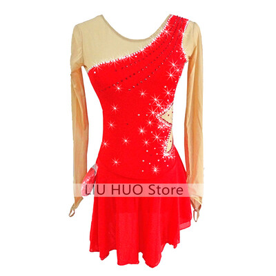 

Big red figure skating costumes Ladies performance clothing Childrens performance clothing