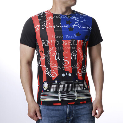 

Mens Colorful Print Round Neck Pullover T-Shirts