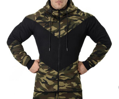 

Muscle Fitness Brothers Men Sports Casual Sweater Camouflage Windproof Zipper Cardigan Hooded Jacket