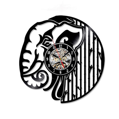

Creative Vintage Style Vinyl Record Wall Clock Elephant Design Animal Theme Home Decor Wall Art
