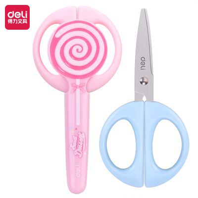 

Deli deli lollipop cover childrens scissors student hand-cut color random 6069