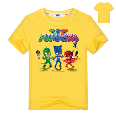 

PJ MASKS Cartoon Print Дети Футболки с коротким рукавом Детская одежда для девочек Летние майки для девочек Хлопковые тройники Топ