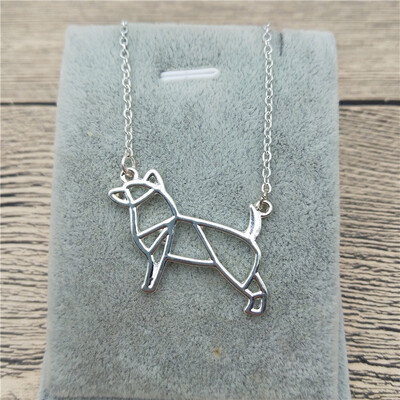 

New Origami Chihuahua Necklace Chihuahua Charm Female Male Gift Necklace Fashion Women Jewellery Geometric Jewellery