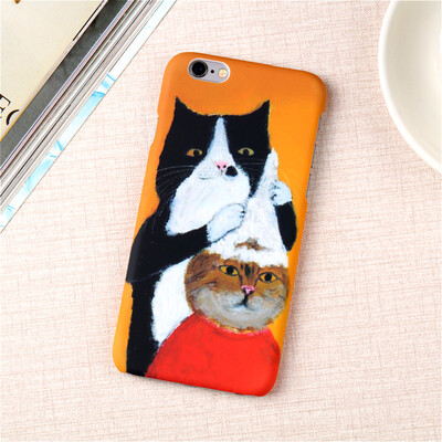 

С милым рисунком кота Вишни Жесткий Пластик крышка для IPhone 7 8 чехол для телефона тонкий цветы Капа Корпус для iphone 6 6s плюс