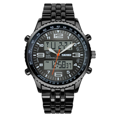 

SKMEI 0521 Men's Fashion Analog-Digital Black Stainless Steel Band Watch