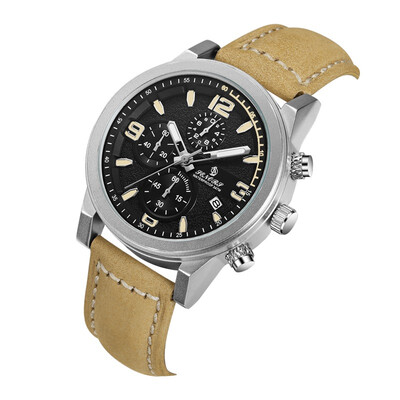 

Sport Watch For Men Waterproof Wrist Watch With Calendar&Chronograph Black Leather Band