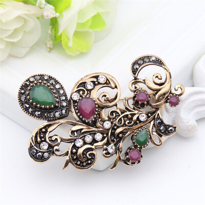 

винтаж турецких женщин тюльпаны цветок смолы, брошь Pins старого золота цвет кудрявый арабеск broches украшения Mellow хиджаб лацк