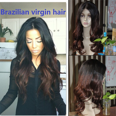 

Ombre 1b 4 Peruvian Lace Front Wig body wave Hair Two Tone Color Remy Human Hair Wig With Baby Hair Middle Part Baby Hair