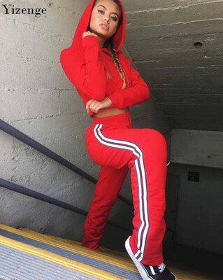 

Yizenge Sedrinuo Casual Two Piece Jumpsuit for Women 2018 Fashion Hooded Drawring Strings Rompers Womens Jumpsuit