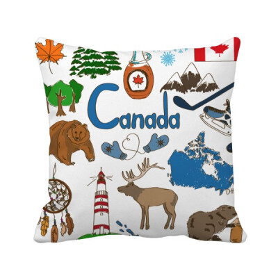 

Canada Landscap Animals National Flag Square Throw Pillow Insert Cushion Cover Home Sofa Decor Gift