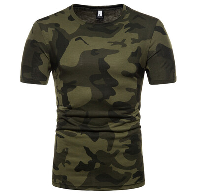 

New Mens Camouflage Round Neck T Shirt Summer Short Sleeve Round Neck T Shirt